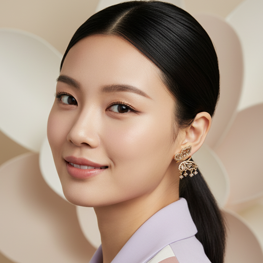 Gaurangi Sparkling Butterfly Dangle Earrings – Gold-Plated Statement Earrings with Crystal Detailing