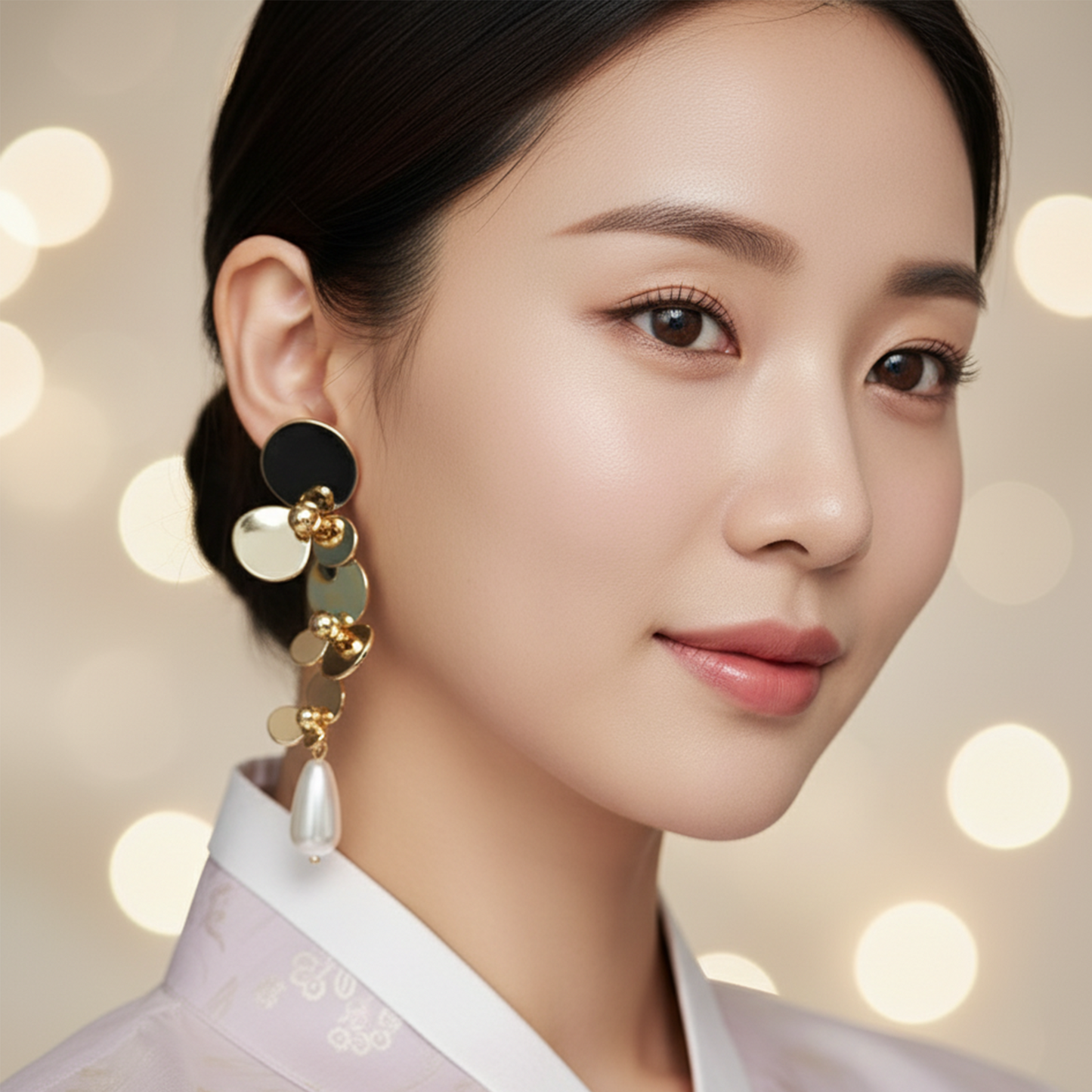 Golden Bloom Cascading Floral Earrings with Pearl Drop – Statement Wedding & Party Jewelry by Gaurangi