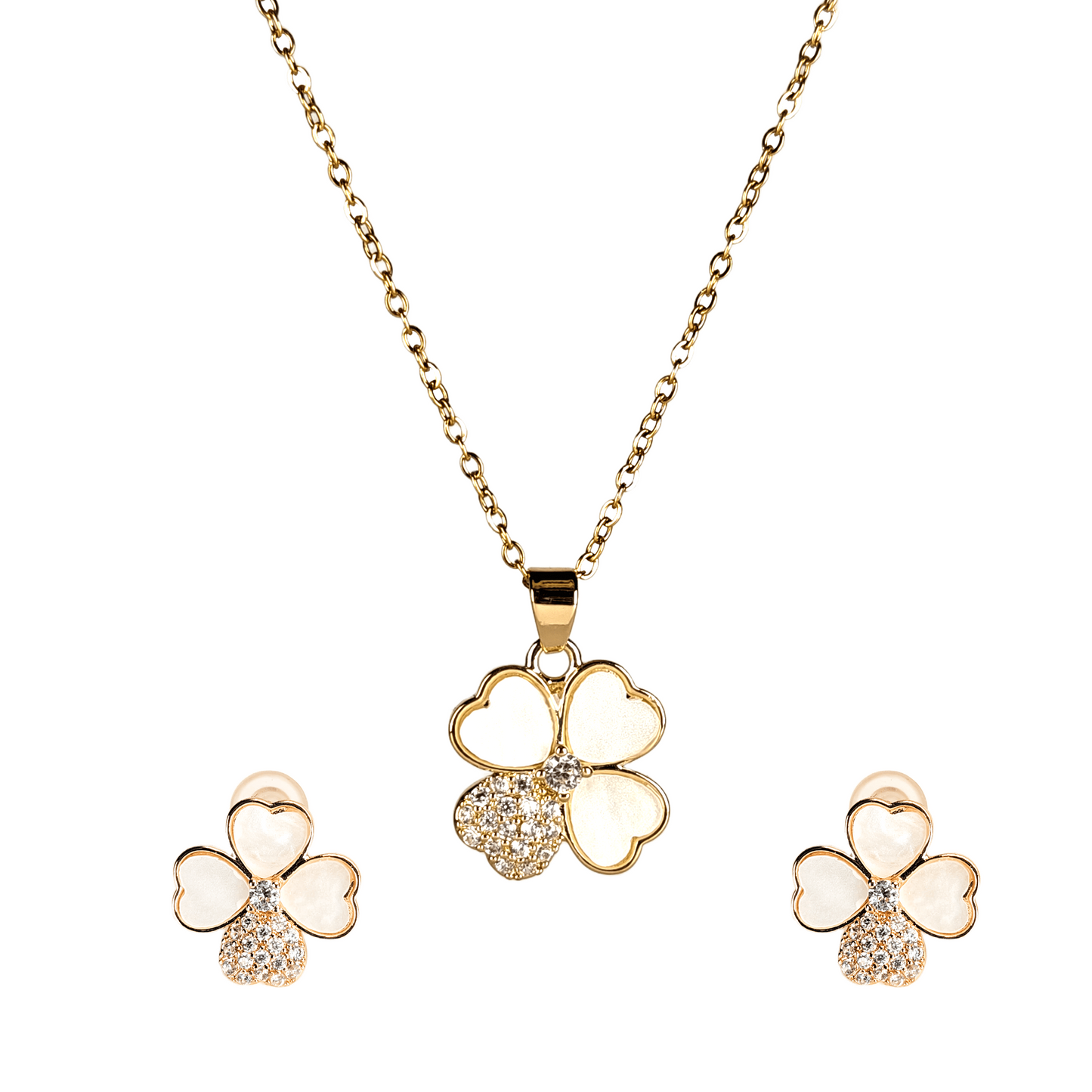 Blossom Clover Pendant & Stud Set