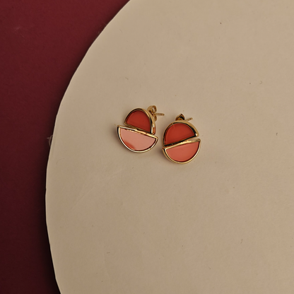 Elegant Black And Gold Geometric Stud Earrings For Women | Modern Half Moon And Teardrop Design Earrings