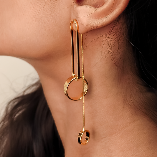 Linear Loop Gold Earrings