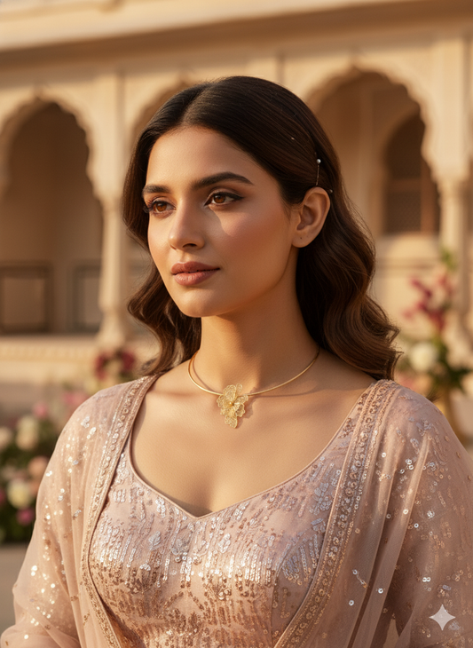 Elegant Gold Floral Choker Necklace | Delicate Filigree Design | Gaurangi Fine Jewelry
