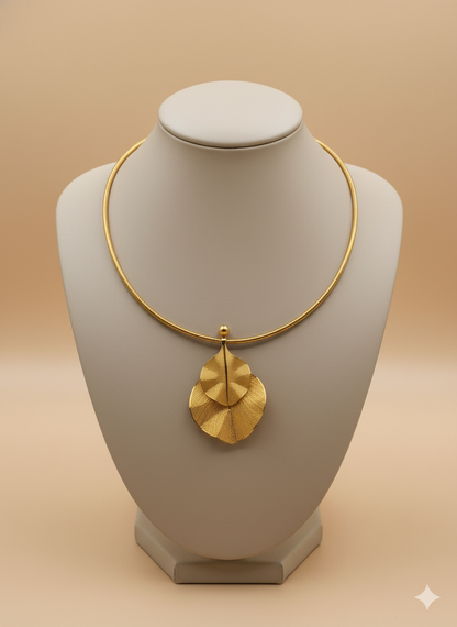 Gaurangi Gold-Toned Leaf Pendant Choker Necklace – Minimal Elegant Design | Lightweight Daily & Party Wear Jewelry