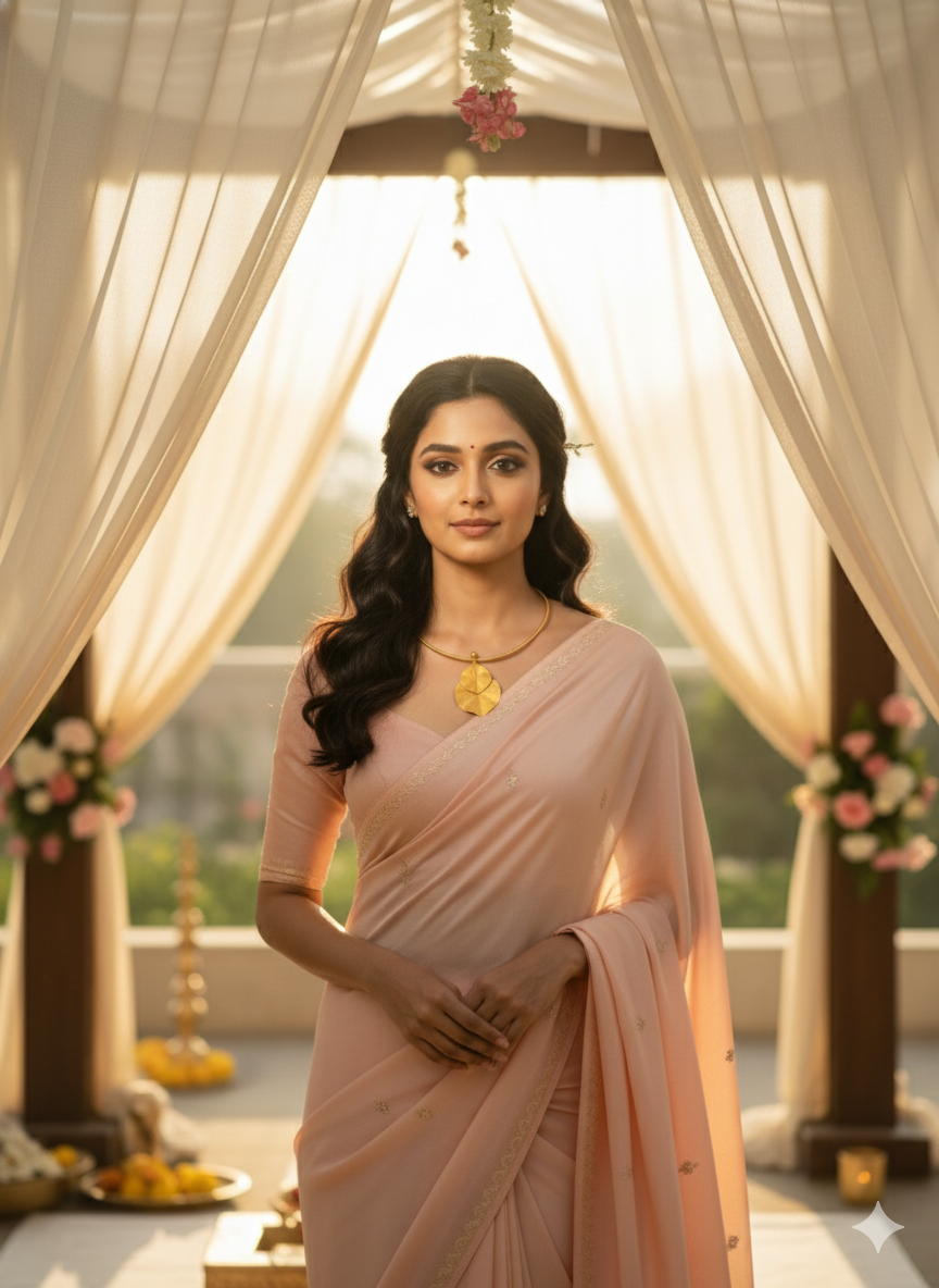 Gaurangi Gold-Toned Leaf Pendant Choker Necklace – Minimal Elegant Design | Lightweight Daily & Party Wear Jewelry