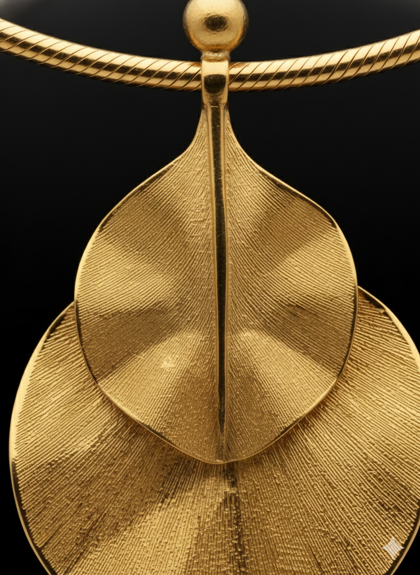 Gaurangi Gold-Toned Leaf Pendant Choker Necklace – Minimal Elegant Design | Lightweight Daily & Party Wear Jewelry