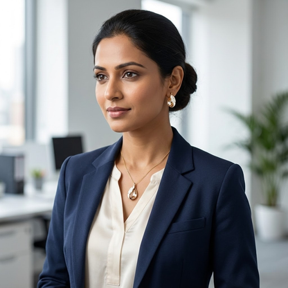 Gold-Toned Teardrop Necklace Set with Champagne Crystal & White Enamel Leaf
